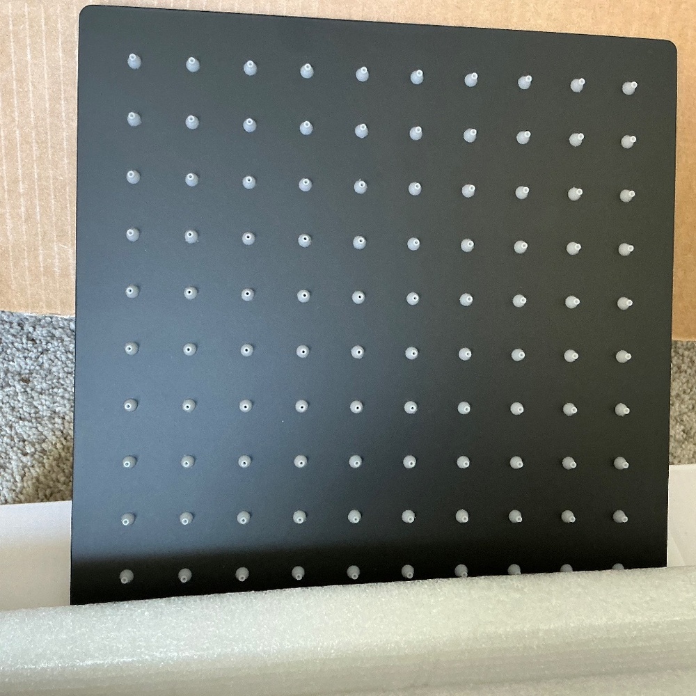 Modern Square Rain Shower Faucet Set, Matte Black Shower Head and Hand control